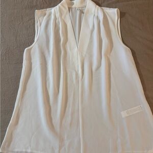 HALARA White Sleeveless Suiting Layering V Neck Blouse - Size Small